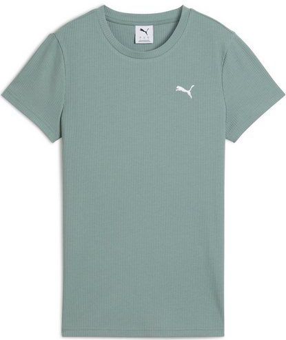 PUMA - ESS ELEVATED RIB TEE - T-shirt - Groen - 62% Polyester, 34%