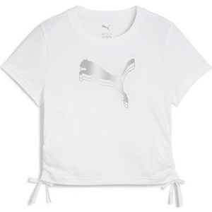 PUMA - Metallic Geknoopte T-shirt - Zilver - Gerecycled Katoen