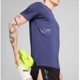 Puma - Graphic Mesh T-shirt - Blauw - 94% Gerecycled Polyester - Korte Mouwen