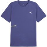 Puma - Graphic Mesh T-shirt - Blauw - 94% Gerecycled Polyester - Korte Mouwen