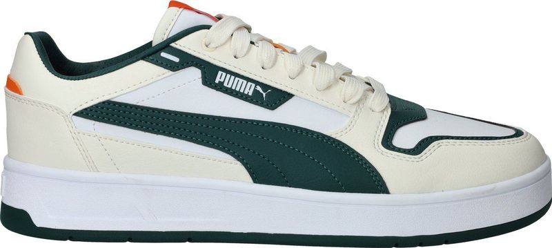 Puma - Court Classic - Sneakers - Wit - Off White - Donkergroen - Oranje - Synthetisch Materiaal