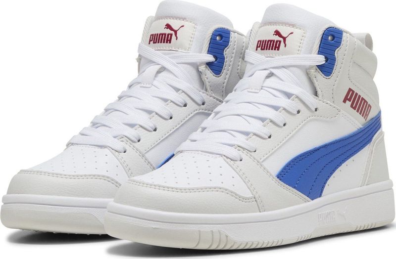 PUMA Rebound V6 Mid Jr Sneakers - PUMA White-Vivid Blue-Feather Gray