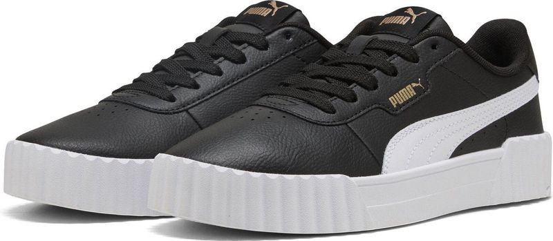 PUMA Carina 3.0 Sneakers - PUMA Black-PUMA White-PUMA Gold - Gerecycled Materiaal