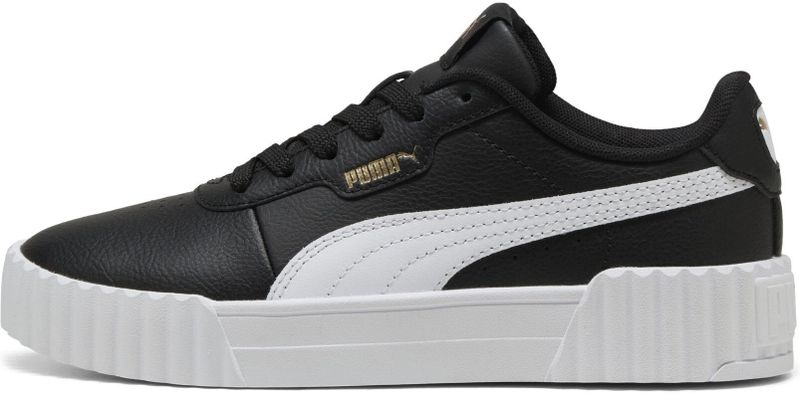 PUMA - Carina 3.0 Sneakers - Zwart/Wit/Goud - Synthetisch Bovenwerk