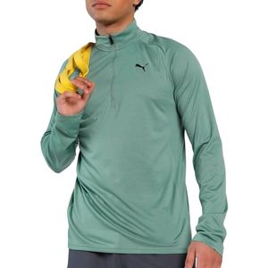 PUMA - TECH Top - Groen - Materiaalmix - Kwartrits - Lange Mouwen