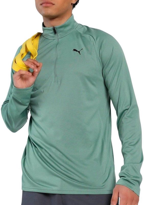 PUMA - TECH Top - Groen - Materiaalmix - Kwartrits - Lange Mouwen
