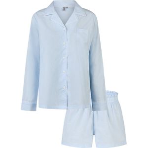 By Louise Dames Pyjama Set - Gestreept Blauw - Katoen