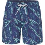 Happy Shorts - Heren - Zwemshort - Blauw - Polyester met Blad Print