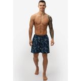 Happy Shorts - Heren - Zwemshort - Blauw - Polyester met Blad Print
