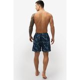 Happy Shorts - Heren - Zwemshort - Blauw - Polyester met Blad Print