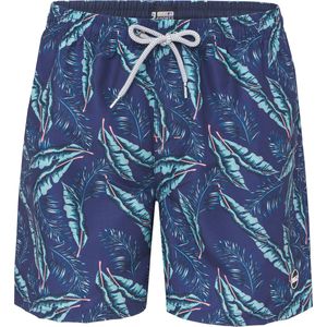 Happy Shorts - Heren - Zwemshort - Blauw - Polyester met Blad Print