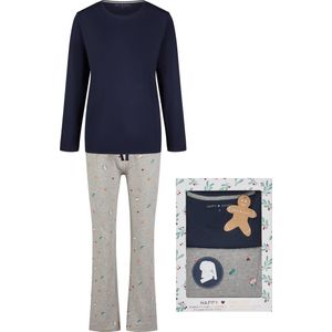 Happy - Shorts Dames Pyjama Set - Shirt + Broek - Giftbox - Blauw