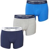 Happy Shorts - Boxershorts - Blauw Donkerblauw Grijs - Katoen Elastaan - 3-Pack