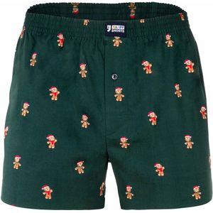 Happy Shorts - Boxershorts - Groen - Kerst Print Gingerbread Men
