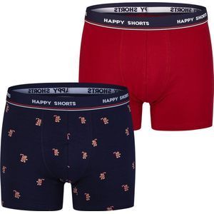 Happy Shorts - Boxershorts - Effen en Kerstprint - Katoen - 2-Pack