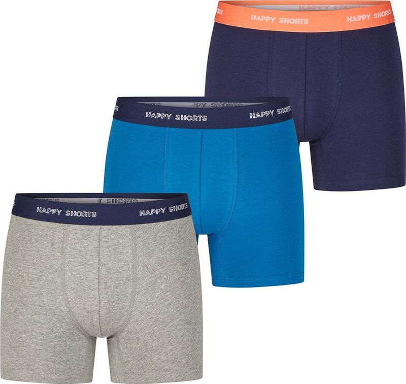 Happy Shorts - Boxershorts - Blauw - Donkerblauw - Grijs - 3 Pack