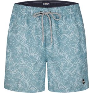 Happy Shorts Heren Zwemshort Palmbladeren Blauwgrijs Print - Maat M