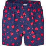 Happy Shorts - Wijde Boxershort - Blauw - 100% Katoen - Hartjesprint