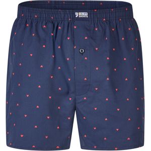 Happy Shorts - Wijde Boxershort - Blauw - Met Kleine Rode Hartjes