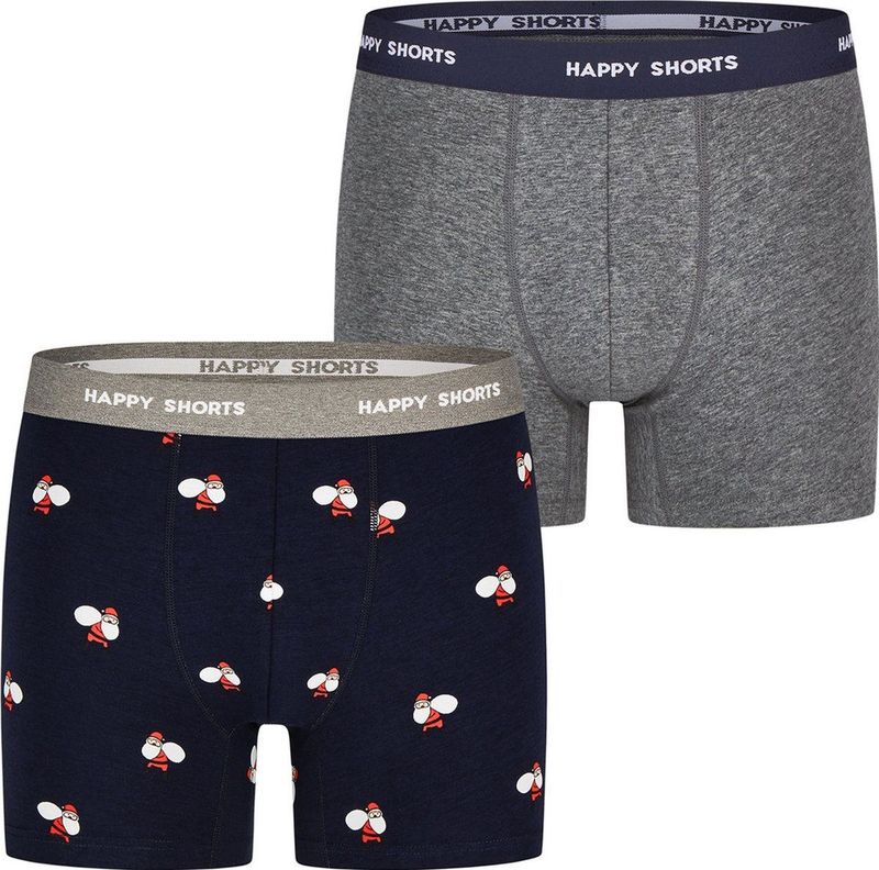 Happy Shorts - Kinder Boxershorts - Kerst Print - 2-Pack