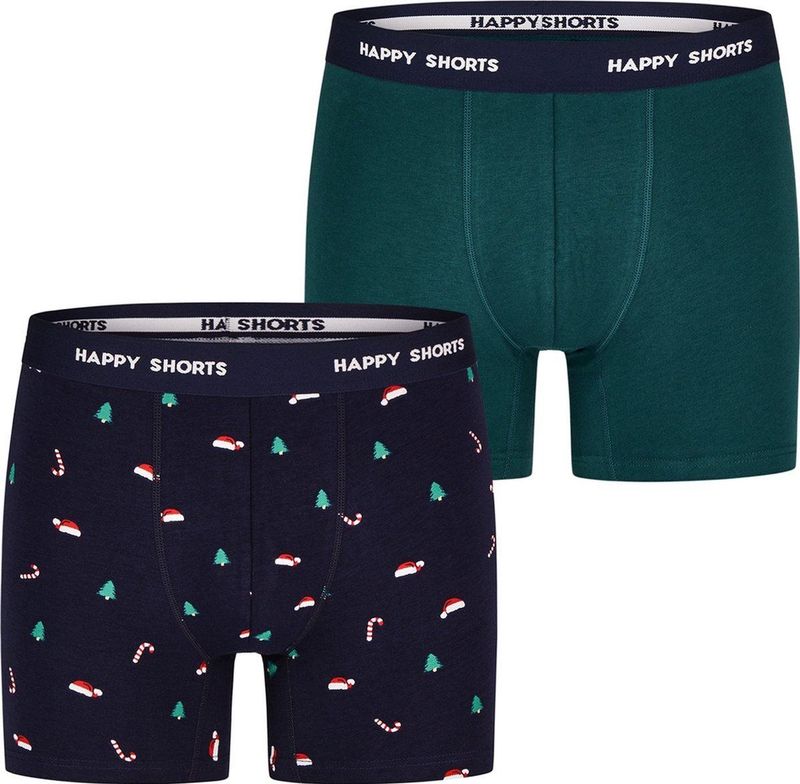 Happy Shorts - Kinder Boxershorts - Kerst Print - 2-Pack