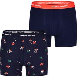 Happy Shorts - Kinder Boxershorts - Multicolor - 2-Pack met Kerst Print en Effen Optie