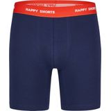 Happy Shorts - Kerst - Boxershorts - Blauw - 2-Pack, Katoenmix, Lange Pijpen