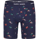 Happy Shorts - Kerst - Boxershorts - Blauw - 2-Pack, Katoenmix, Lange Pijpen