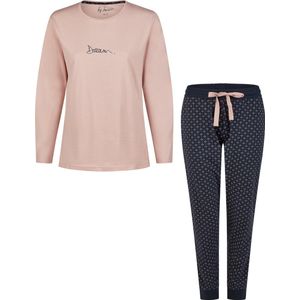 By Louise - Pyjama - Roze - Katoen - Ronde Hals, Lange Mouwen