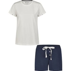 By Louise Essential Dames Korte Pyjama Set Shortama Off-white - Maat L