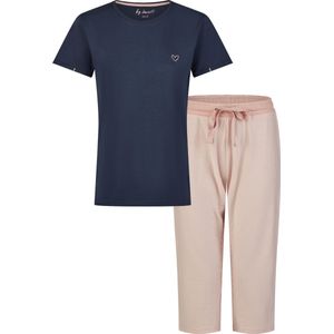 By Louise - Essential - Capri Pyjama - Blauw - Driekwart Gestreept