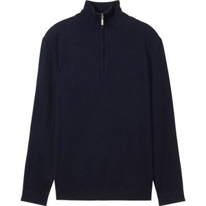 Tom Tailor - Half zip trui - Heren - Blauw - Katoen - 1043268