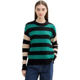 Tom Tailor - Veelkleurig - Dames Trui - Ronde Hals - Gebreid