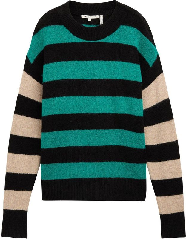 Tom Tailor - Veelkleurig - Dames Trui - Ronde Hals - Gebreid