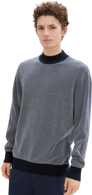 TOM TAILOR DENIM - Trui - Navy/Wit - Knitwear - Lange Mouw