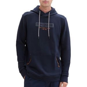 Tom Tailor - Hoodie - Heren - Blauw - Katoen - 1043391