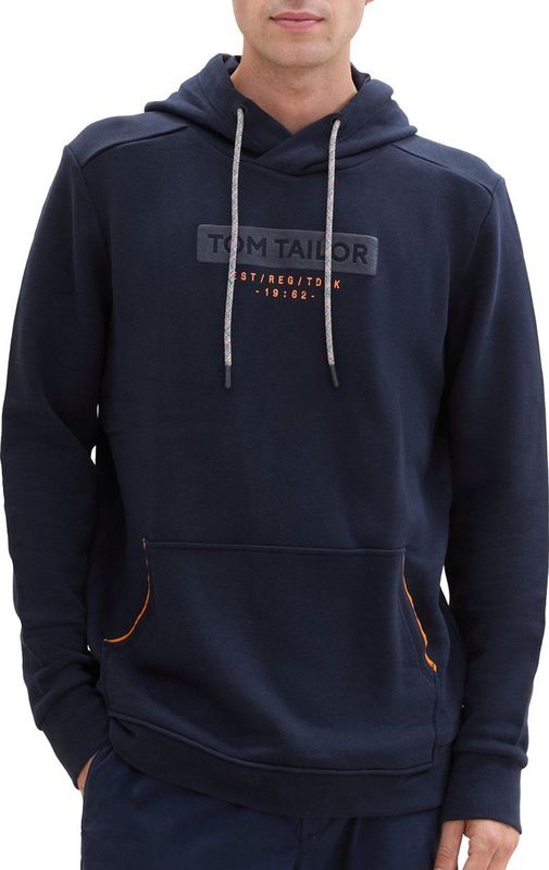 Tom Tailor - Hoodie - Heren - Blauw - Katoen - 1043391