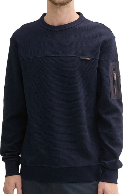 Tom Tailor - Sweater - Heren - Blauw - Katoen - 1043393