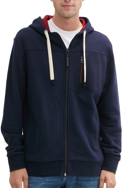 Tom Tailor - Vest met Capuchon - Heren - Blauw - Katoen - 1043281