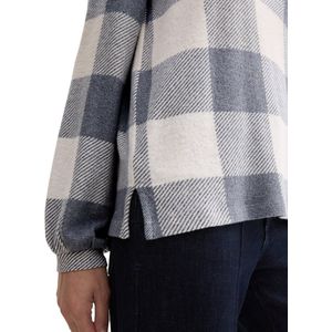 Cosy - Navy Print Check - Longsleeve - Regular Fit - Ronde Hals