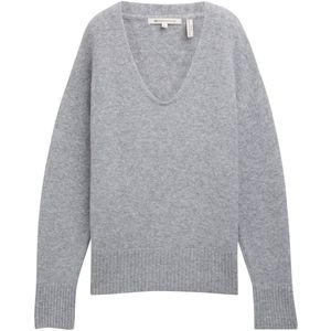 Gebreide Trui - V-hals - Mélange - Losse Pasvorm - Lange Mouw