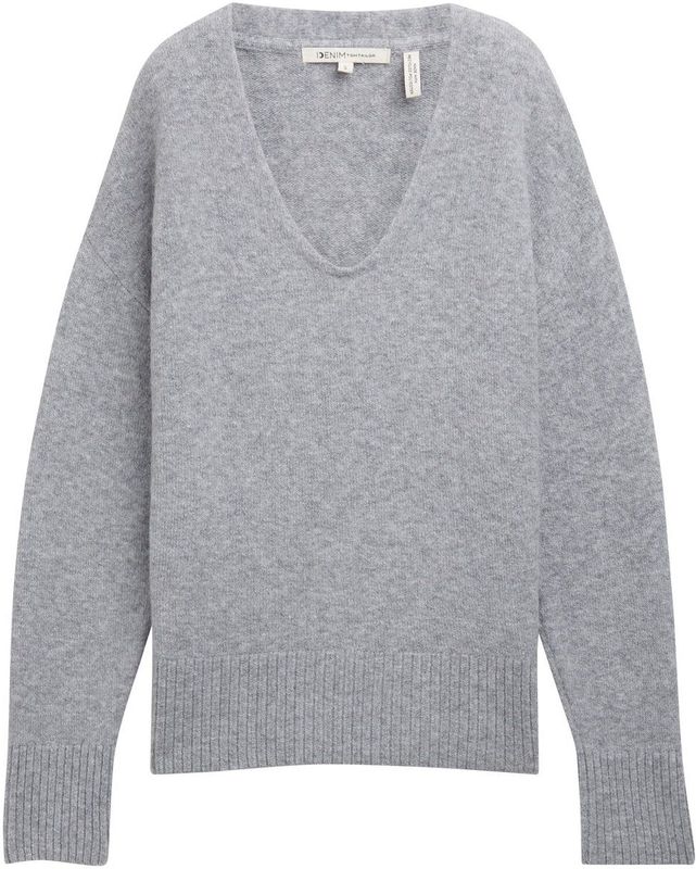 Gebreide Trui - V-hals - Mélange - Losse Pasvorm - Lange Mouw