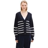 TOM TAILOR - Cardigan - Placed Navy White Stripe - Dames