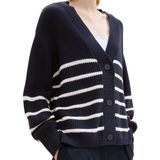 TOM TAILOR - Cardigan - Placed Navy White Stripe - Dames