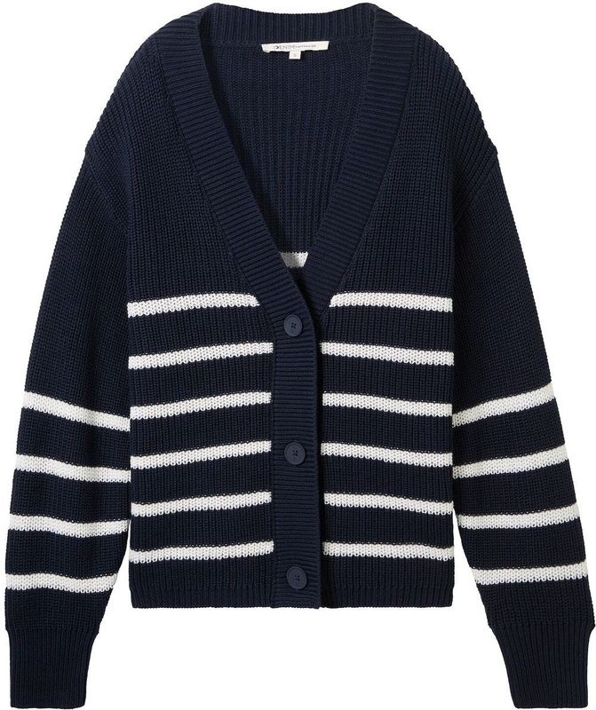 TOM TAILOR - Cardigan - Placed Navy White Stripe - Dames