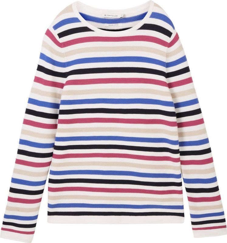 Gestructureerde Trui - Effen Kleuren of Strepenpatroon - Biologisch Katoen