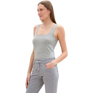 TOM TAILOR - Damestop - Medium Silver Grey Melange - Mouwloos - Dubbelverpakking