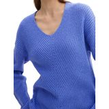 TOM TAILOR - Gebreide Trui - Preppy Jean Blue Melange - Dames - V-hals