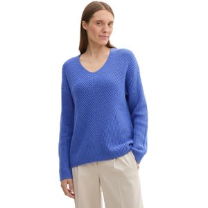 TOM TAILOR - Gebreide Trui - Preppy Jean Blue Melange - Dames - V-hals