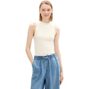 Tom Tailor Denim Geribbelde top met opstaande kraag